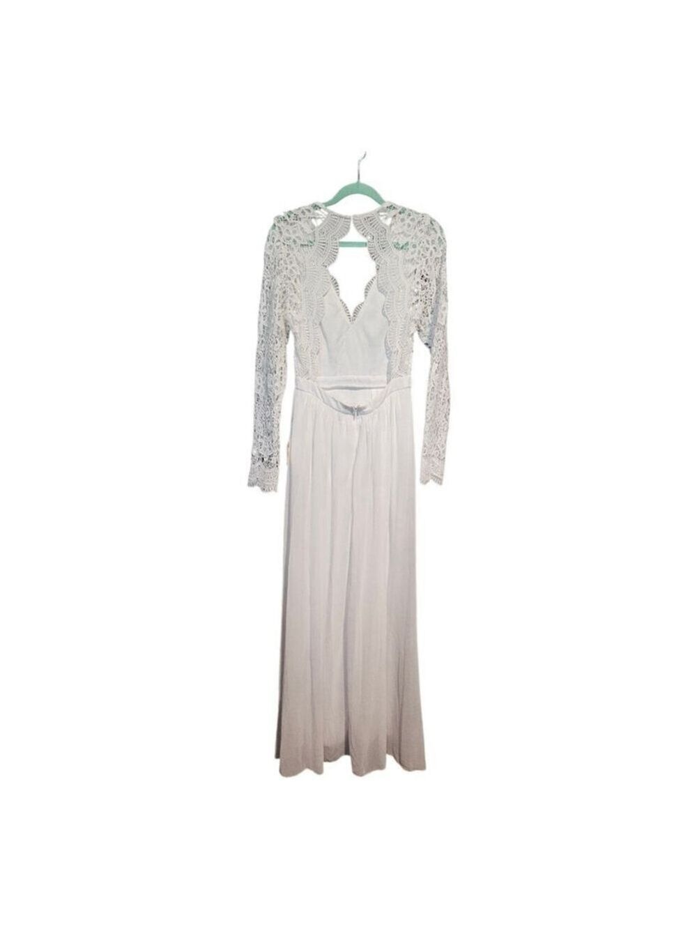 Lulus White Lace Long Sleeve Maxi Wedding Dress Size S - Picture 10 of 16